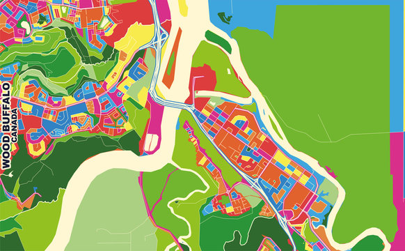 Wood Buffalo, Alberta, Canada, Colorful Vector Map