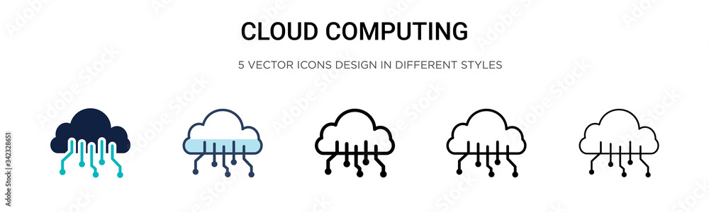 Poster cloud computing icon in filled, thin line, outline and stroke style. vector illustration of two colo