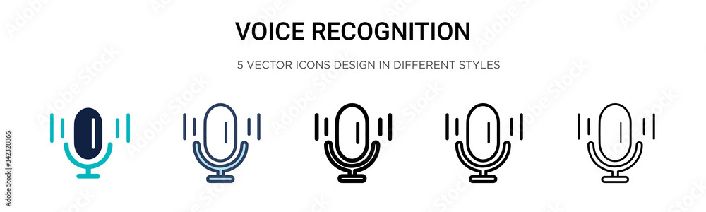 Poster voice recognition icon in filled, thin line, outline and stroke style. vector illustration of two co