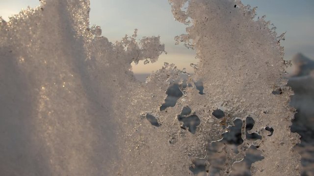 ice in the susnet on a lake