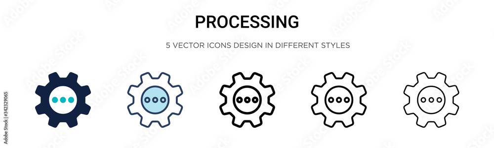 Poster processing icon in filled, thin line, outline and stroke style. vector illustration of two colored a