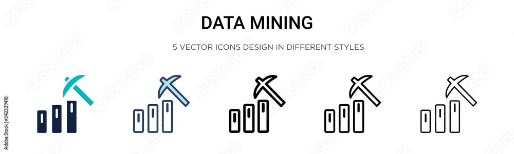 Poster data mining icon in filled, thin line, outline and stroke style. vector illustration of two colored 