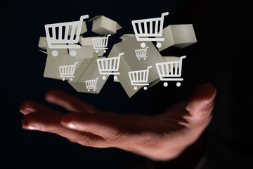 Transport Cardboard boxes, logistics and delivery concept digital  3d.