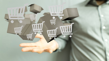 Transport Cardboard boxes, logistics and delivery concept digital  3d.