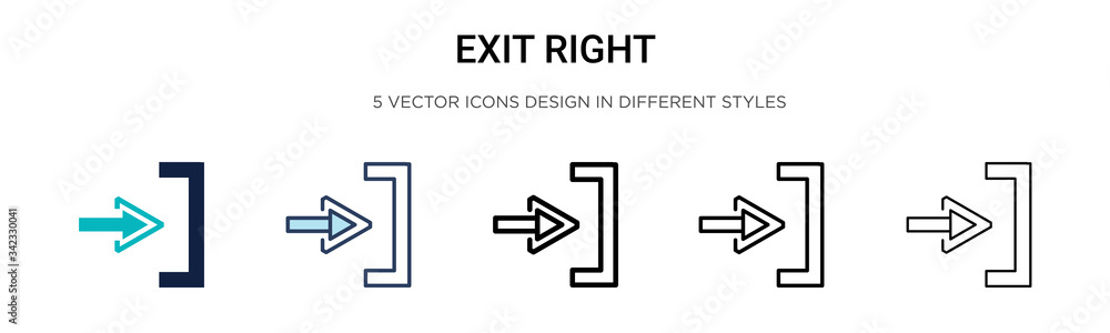 Poster exit right icon in filled, thin line, outline and stroke style. vector illustration of two colored a