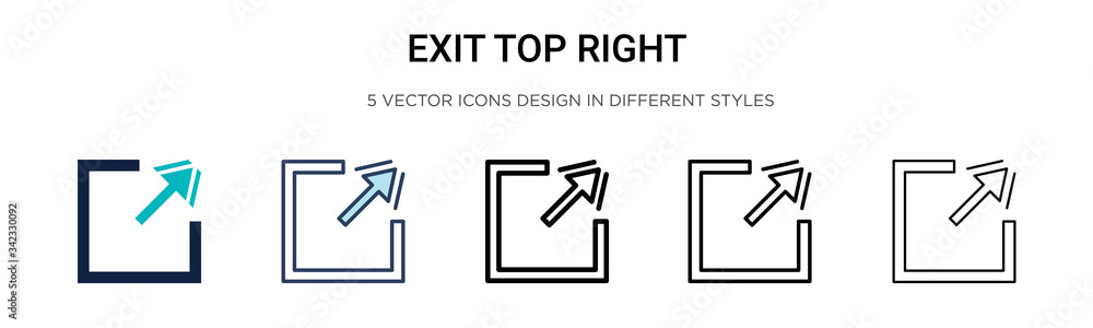 Poster exit top right icon in filled, thin line, outline and stroke style. vector illustration of two color