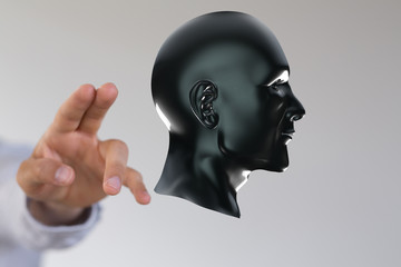 head with symbol neurons in brain.