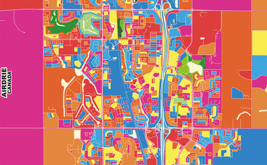 Airdrie, Alberta, Canada, colorful vector map