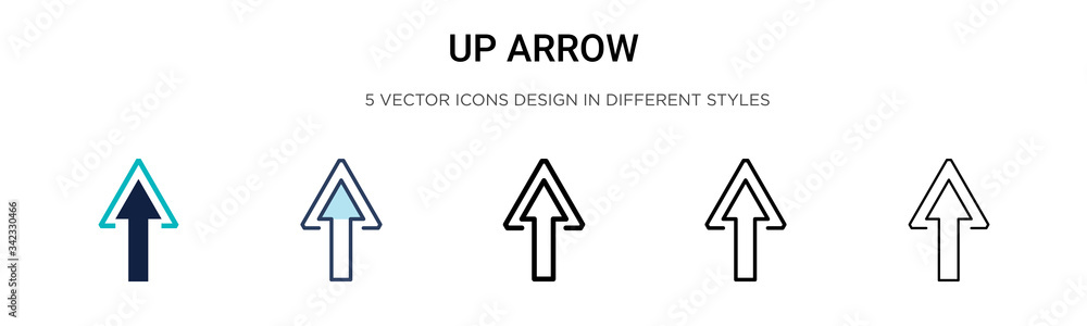 Poster up arrow icon in filled, thin line, outline and stroke style. vector illustration of two colored and