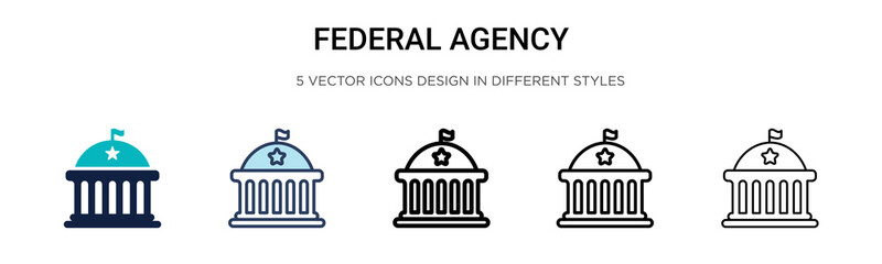 Federal agency icon in filled, thin line, outline and stroke style. Vector illustration of two colored and black federal agency vector icons designs can be used for mobile, ui, web - obrazy, fototapety, plakaty