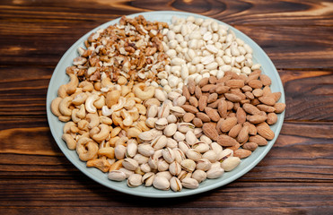 Many nuts. Healthy fat and protein food, snack, ketogenic diet food