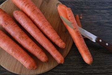 carrots on wooden table