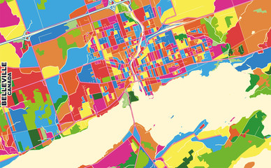 Belleville, Ontario, Canada, colorful vector map