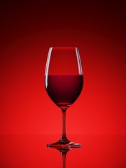 Minimal composition for dining and lifestyle concept. Red wine glasses isolated on red background. 3d rendering illustration.