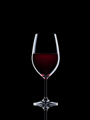 Minimal composition for dining and lifestyle concept. Red wine glasses isolated on black background. 3d rendering illustration.