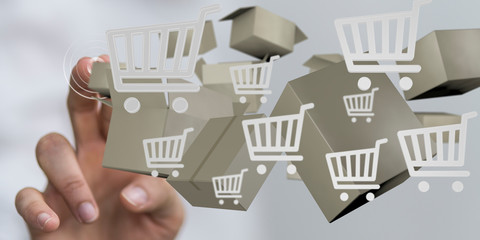 Transport Cardboard boxes, logistics and delivery concept digital  3d.