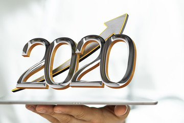 business year 2020 up goals and  success illustration