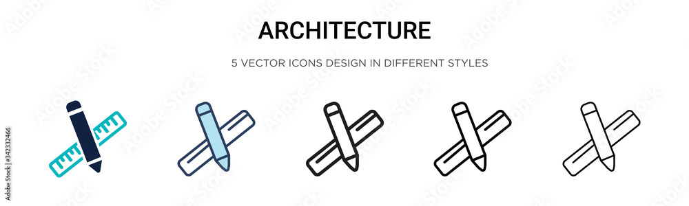 Poster architecture icon in filled, thin line, outline and stroke style. vector illustration of two colored
