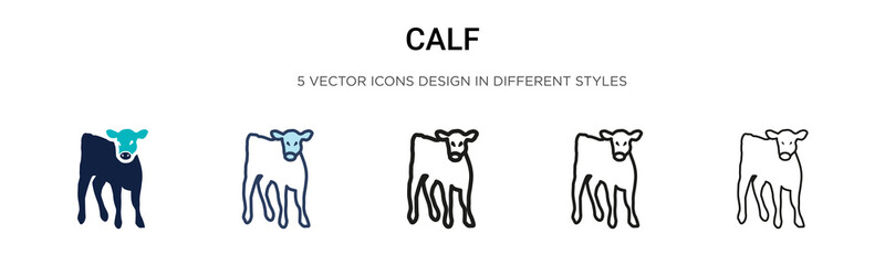 Calf icon in filled, thin line, outline and stroke style. Vector illustration of two colored and black calf vector icons designs can be used for mobile, ui, web © Digital Bazaar