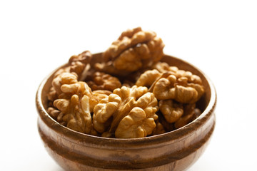 fresh and organic walnuts on plate