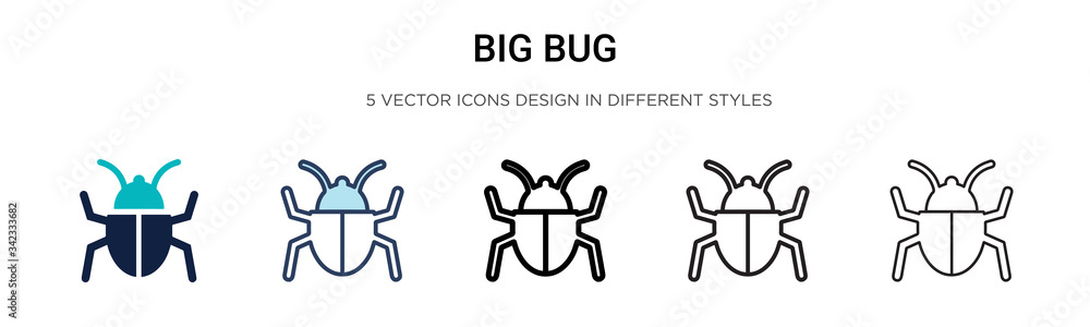 Poster big bug icon in filled, thin line, outline and stroke style. vector illustration of two colored and 