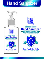 Hand sanitizer label design vector graphic template for packaging design.