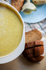 mashed potato soup with bread