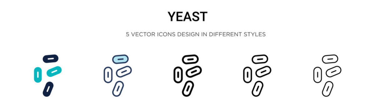 Yeast icon in filled, thin line, outline and stroke style. Vector illustration of two colored and black yeast vector icons designs can be used for mobile, ui, web