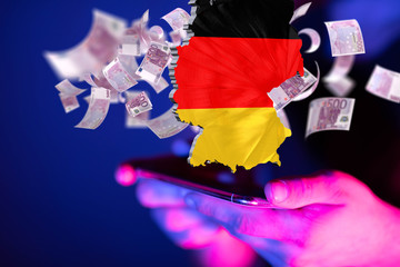 Abstract of germany map network, internet and global connection concept, Wire Frame 3D