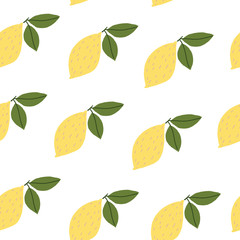 Bright fresh lemons. Vector element of seamless pattern.