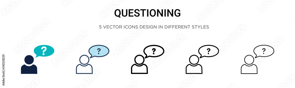 Poster questioning icon in filled, thin line, outline and stroke style. vector illustration of two colored 