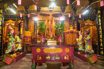 Kwan Tai Temple, Tai O, Lantau Island, Hong Kong, China. Beautiful photo of the ornated interior of this religious buddhist place.