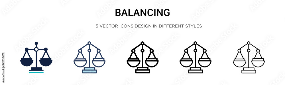 Poster balancing icon in filled, thin line, outline and stroke style. vector illustration of two colored an