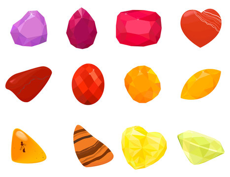 Set of jewels. Colorful gemstones icons