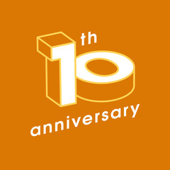 10 years anniversary vector icon, logo. Graphic composition of number and sign