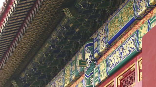Architecture and close up of buildings in the forbidden city of Beijing 