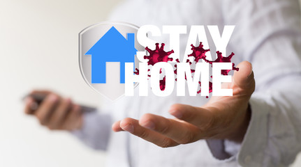 Coronavirus quarantine concept. Working from home. 3d.