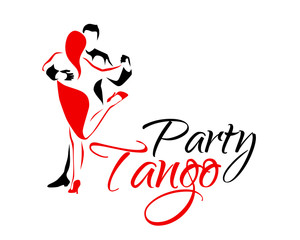 Tango latino dance logo. Dancing couple man and woman vector illustration, icon for dancing school, party, lessons