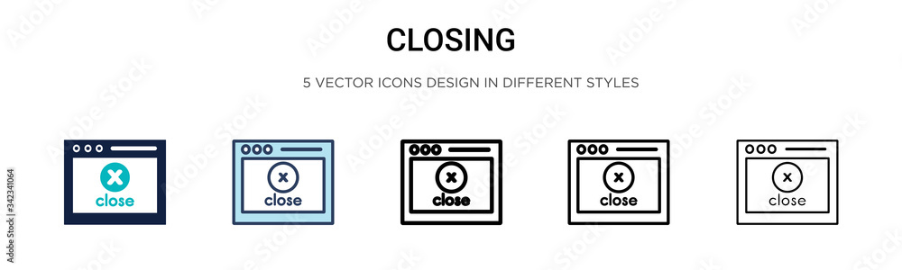 Poster closing icon in filled, thin line, outline and stroke style. vector illustration of two colored and 