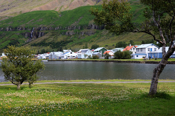 Seydisfjordur / Iceland - August 29, 2017: The village and the sea in Seydisfjordur, Iceland, Europe