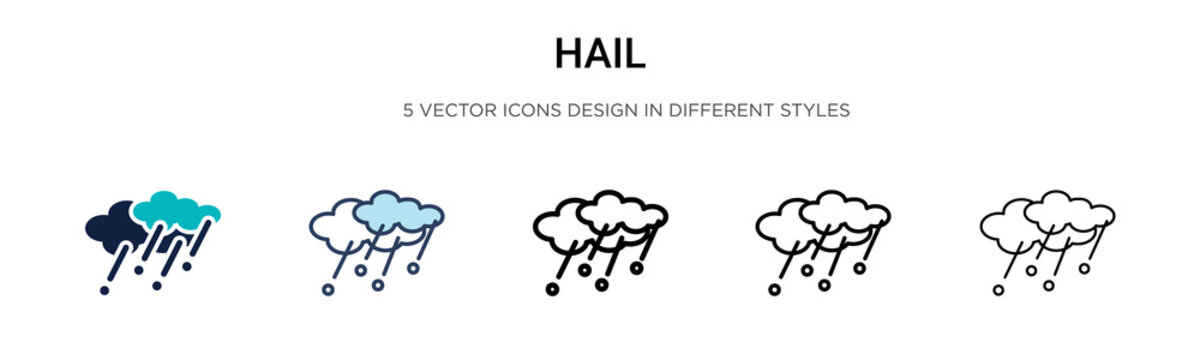 Hail icon in filled, thin line, outline and stroke style. Vector illustration of two colored and black hail vector icons designs can be used for mobile, ui, web