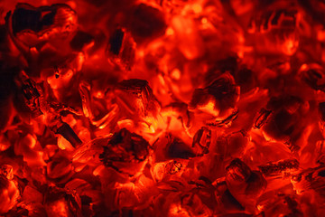 burning coals in the barbecue