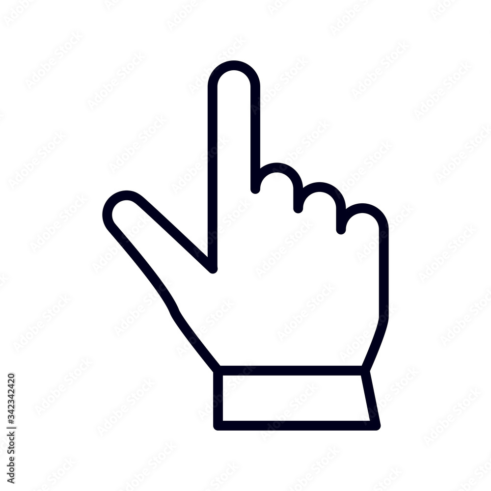 Poster hand with the index finger pointing up icon on white background. vector illustration. clicking finge