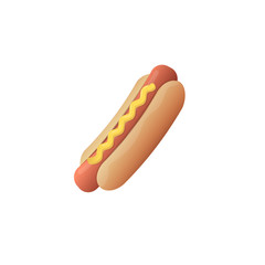 hot dog vector illustration. fast food. sausage picture. isolated on white background
