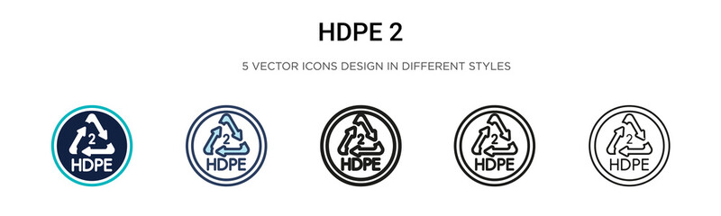 Hdpe 2 icon in filled, thin line, outline and stroke style. Vector illustration of two colored and black hdpe 2 vector icons designs can be used for mobile, ui, web