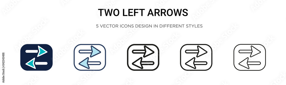 Poster two left arrows icon in filled, thin line, outline and stroke style. vector illustration of two colo