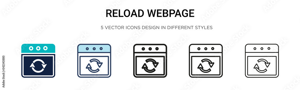 Poster reload webpage icon in filled, thin line, outline and stroke style. vector illustration of two color