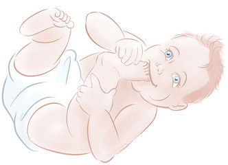 Baby licking his foot