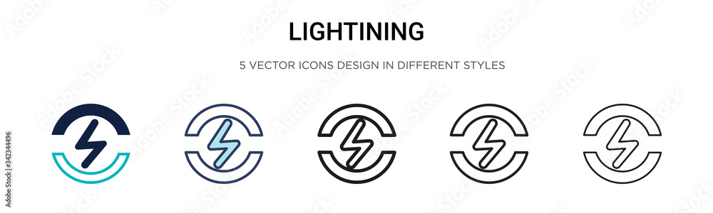 Poster lightining icon in filled, thin line, outline and stroke style. vector illustration of two colored a