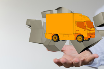 Transport Cardboard boxes, logistics and delivery concept digital  3d.